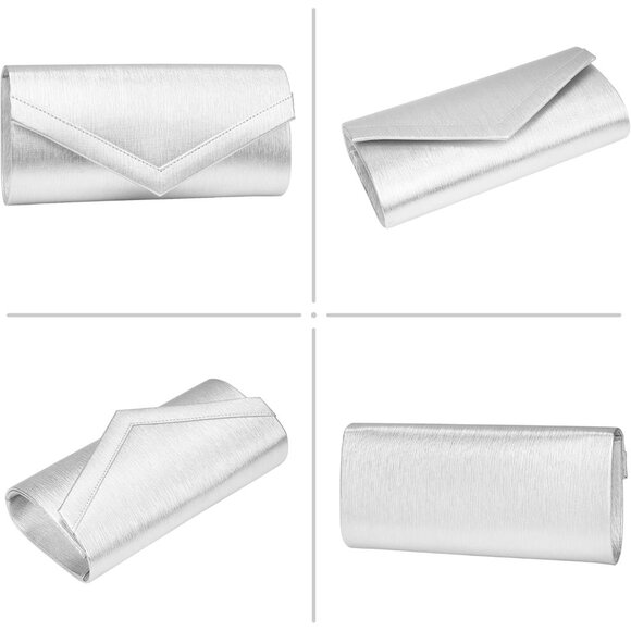 Women's Evening Handbags Fashion Vegan Leather Envelope Clutch Purse Chain - Picture 7 of 7